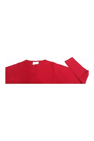 Özdemirli Bebe Basic Düz Bisiklet Yaka Uzun Kollu Likralı Badi Sweat T-shirt KIrmızı