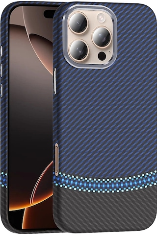 Apple Uyumlu iPhone 16 Pro Max Kılıf M-safe Şarj Özellikli Karbon Fiber Görünümlü Zore Gros Kapak