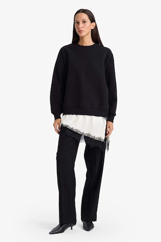 Defacto Relax Fit Bisiklet Yaka Etek Ucu Dantel Detaylı Sweatshirt G8595ax25cwbk81 Siyah-bk81