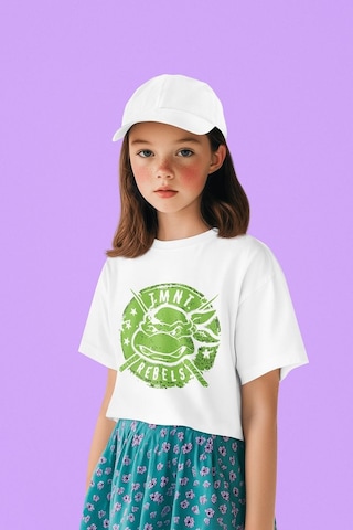 Sevbano Ninja Turtles Baskılı Unisex Kaplumbağalar Çizgi Film Çocuk Tişör Beyaz