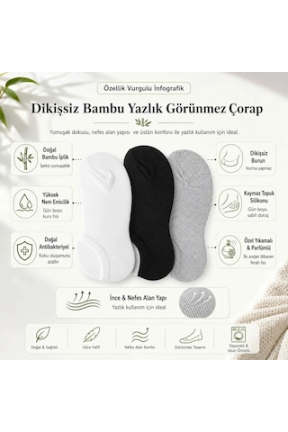 Womanandkids Wak Erkek Bambu 6 Lı Dikişsiz Babet Çorap Siyah Beyaz Gri Görünmez Sneaker Çorap Nefes Alan Yumuşak Çok Renkli 6'lı