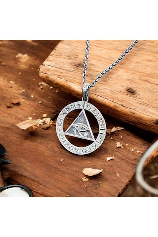 İpek Silver 925 Ayar Gümüş Antik Mısır Horus'un Gözü Unisex Kolye Gümüş