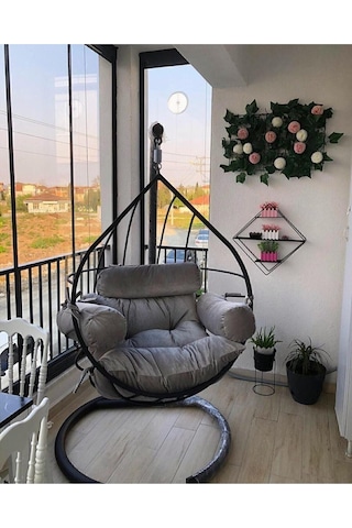 Lider Damla Bahçe Balkon Salıncağı Tek Kişilik Antrasit
