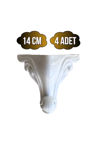 Sultan Lükens Desenli 14cm Beyaz Plastik Ayak Mobilya Masa Ve Dolap Ayağı 14cm Beyaz 4 Adet Beyaz