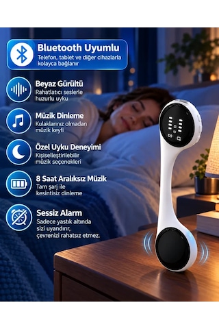 Sessiz Alarm Özellikli Bluetooth Hoparlör Yastık Altı Uyku Cihazı Doğal Ses Ve 8 Saat Kesintisiz Müzik