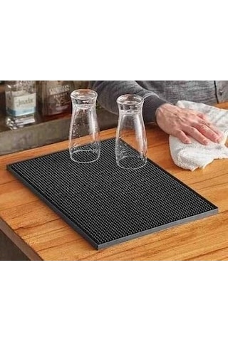 Silikon Bar Matı, Siyah, Kaymaz Tezgah Ve Bulaşık Kurutma Matı, 43x29 Cm, Mutfak Ve Bar İçin Altın