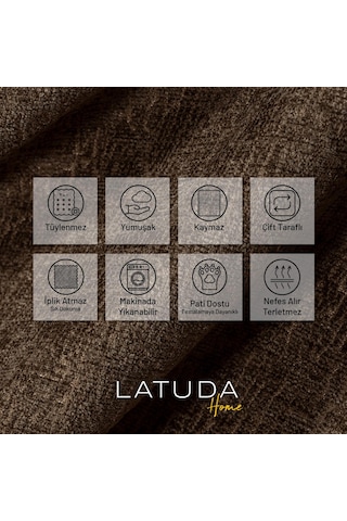 Jakarlı Şönil Koltuk Örtüsü Kanepe Örtüsü Koltuk Şalı 175x300 Kaymaz Kahve Kahve