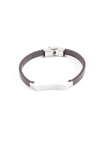 Kahve Çelik Aksesuarlı Deri Bileklik