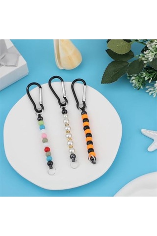 Gatherco 50 Adet Boncuklu Anahtarlık Çubuğu, Boncuk Anahtarlık Yapımı Kiti Anahtarlık Aksesuarları Tılsımlar Boncuklar Kendin Yap Boş Metal Anahtarlık