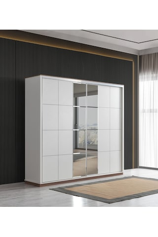 Efsane Sürgülü Aynalı Elbise Dolabı Gardırop 230x60x214