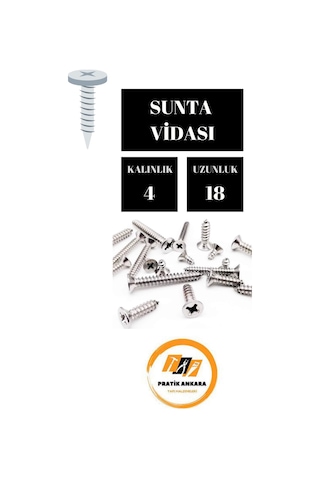 4x18 Sunta Vidası 50 Adet Diğer 4x18 Sunta Vidası 50 Adet Diğer