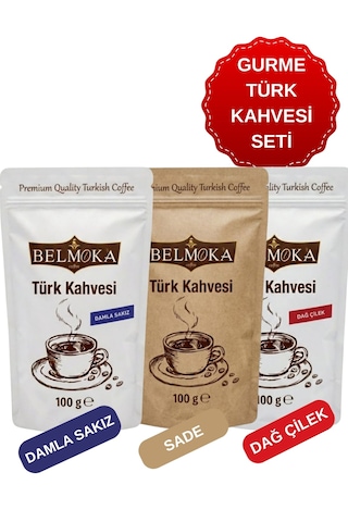 Gurme Türk Kahvesi Seti Damla Sakız-dağ Çilek-sade 3 100 Gr
