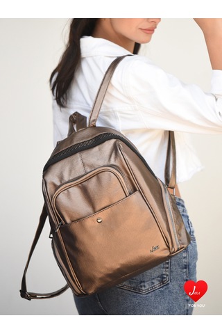 Jara Bag Freya Kadın Sırt Çantası Şık, Yumuşak Dokulu Ve 5 Bölmeli Bakır