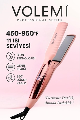 Volemı V-0110 Geniş Seramik Plakalı Saç Düzleştirici Hızlı Isınma Dijital Led Ekran Parlak Ve Pürüzsüz Saçlar