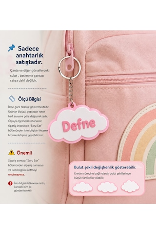 Kişiye Özel İsimlik Anahtarlık / Okul Çantası , Suluk , Beslenme Çantası, Kalemlik İçin Kullanıma Uygun Açık Pembe
