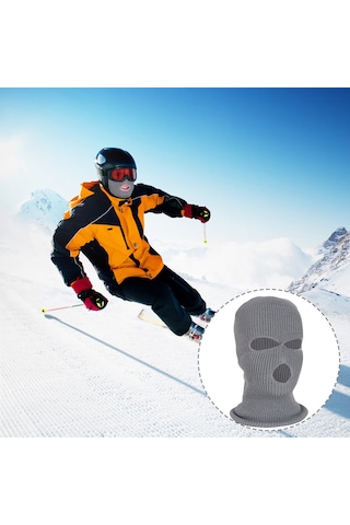 Geeksen Siyah Akrilik Telli Tam Yüz Kayak Maskesi - Soğuk Hava Koruyucu, Esnek Ve Nem Tutan Outdoor Erişimi Siyah