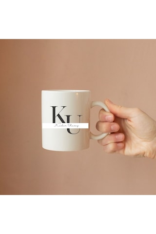 Kişiye Özel Baş Harf Ve İsim Yazılı Şık Tasarım Kupa Bardak Çok Renkli