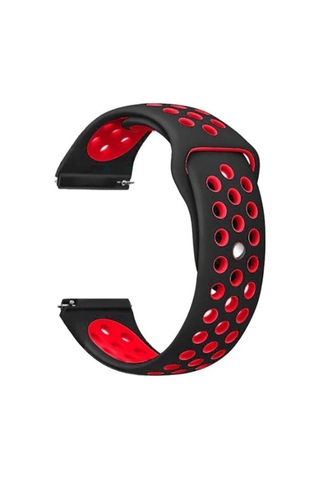 Galaxy Watch Uyumlu 46mm 22mm Krd-02  Kordon-siyah-kırmızı