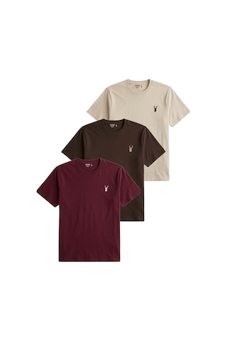 Genius Store Erkek Siyah Tişört %100 Pamuk Süprem Basic Tişört Bisiklet Yaka Nakışlı T-shirt Erkek-3lü Bordo-kahverengi-bej
