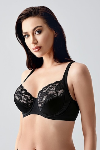 New Bra Kadın D Kap Dantelli Toparlayıcı Sütyen Siyah 6000 Siyah