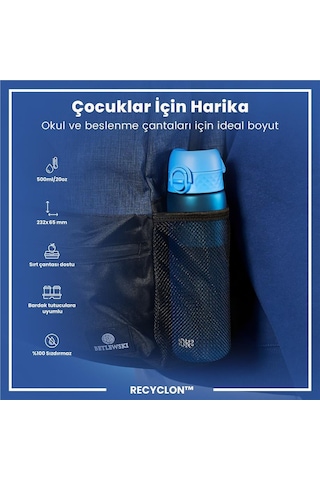 Ion8 - İnce Suluk - Mavi - 500 Ml - Sızdırmaz - Bpa İçermeyen