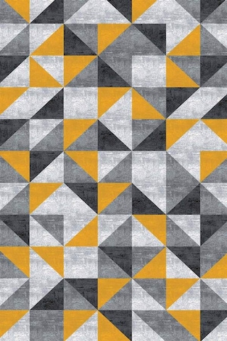 Sarı Geometrik Desen Dokuma Leke Tutmaz Masa Örtüsü Mso380n11