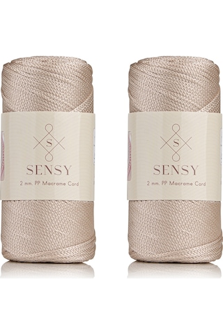 Sensy Premium 400 Gr Polyester Makrome Ipi 2 Mm 2li Set Sütlü Kahve Makrame Ip Supla Çanta Ipi No:4