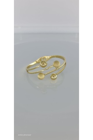 Gold Dört Sıra Dorika Çelik Bilezik C120 Altın - Gümüş - Rose