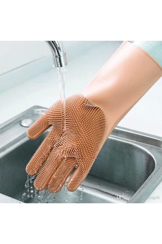 Silikon Eldiven Bulaşık Yıkama Eldiveni Dayanıklı Kaymaz Tırtıklı Eldiven Fırın Mutfak Eldiveni