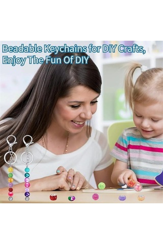 Gatherco 30 Adet Boncuklu Anahtarlık Çubuğu, Boncuklu Anahtarlık Çubuğu Boşlukları Kendin Yap Boncuklu Anahtarlık Seti Yapımı Anahtarlık Boncuk Seti