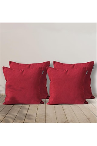 4'lü Kadife Dokulu Kırlent Kılıfı Kırmızı-1989 - Kırmızı