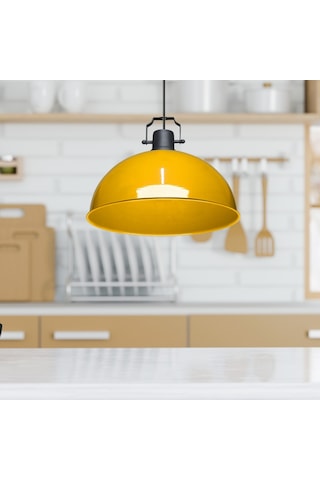 Kugel Sarı Metal Sarkıt Mutfak Avize Ofis Hol Cafe Tavan Aydınlatma Sarı