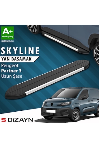 S-dizayn Peugeot Partner 3 Uzun Şase Skyline Aluminyum Yan Basamak 213 Cm 2018 Üzeri A+ Kalite