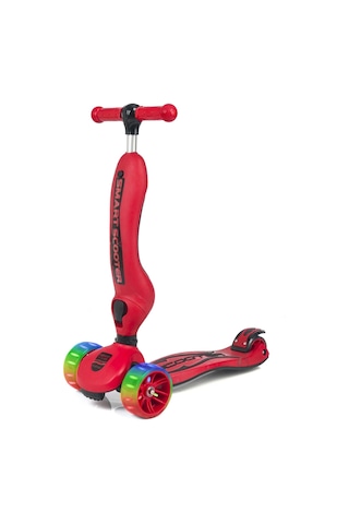 Smart Oturaklı Çocuk Scooter 3 Tekerlekli Işıklı Ledli Scooter Yükseklik Ayarlı 1-5 Yaş