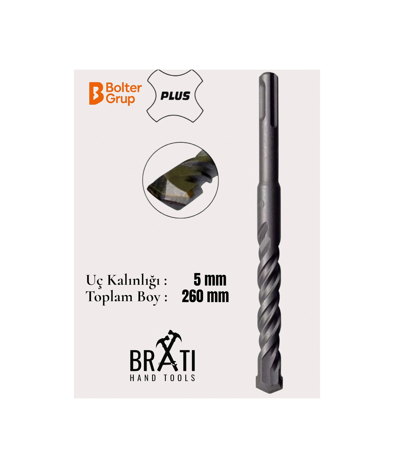 5x260 Sds Plus 2 Kanallı Beton Ve Duvar Delme Matkap Ucu