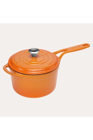 Pot Art Degrade Kayısı Yuvarlak Döküm Kapaklı Sos Tencere 18 Cm Turuncu