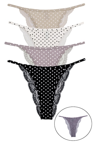 Dantel Pamuklu Brezilyan 4'lü Paket Asorti