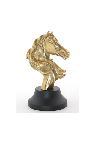 3 Adet At Büstü Pirinç Heykel, Dekoratif Masaüstü Figür, Brass Horse Bust, 14 Cm 1