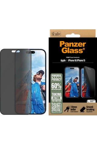 Panzerglass Apple Uyumlu iPhone 16 15 Ultra-wide Fit Gizli/hayalet Çerçeve Aparatlı Ekran Koruyucu