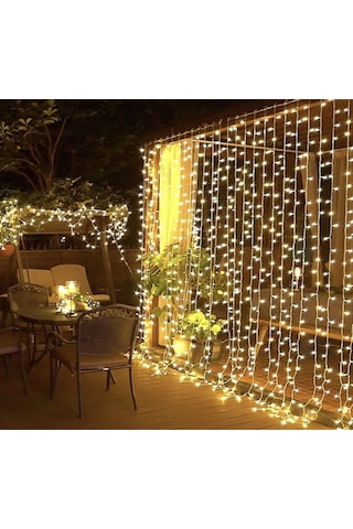 3X2 Metre Perde Led Işık Gün Işığı 8 Fonksiyonlu Eklenebilir Dekoratif Led Işık Yılbaşı Süsü Diğer