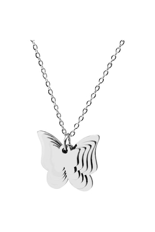 Silver Renk Kelebek Tasarım Aile Temalı En Fazla 5 Plaka - 5 İsim Kişiye Özel Çelik Kadın Kolye Gümüş