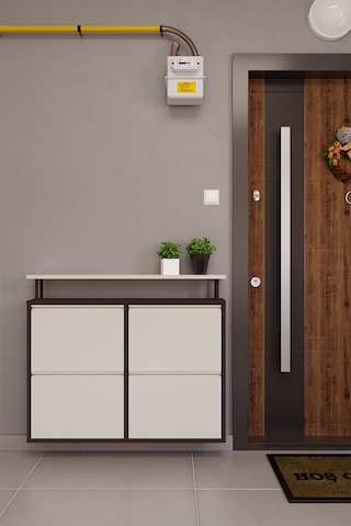 Ceha Tablalı 4'lü Metal Ayakkabılık - Kahverengi Krem K.AYK-2.4 /J/P8317-P1013