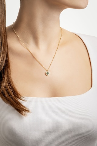 Vintage Kalp 18 Ayar Sarı Altın Kaplama 45 Cm Gümüş Kolye Sarı