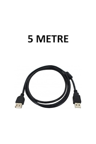 5 Metre Usb 2.0 Uzatma Kablosu Erkek Dişi - Ferrit Filtreli Siyah
