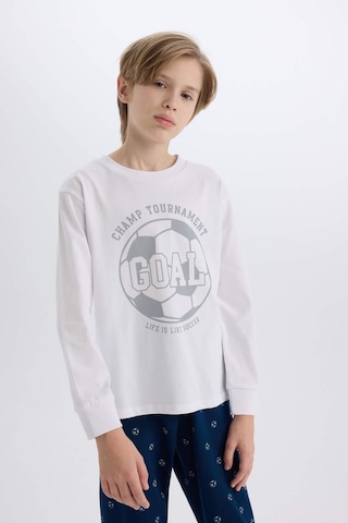 DeFacto Erkek Çocuk Pijama Takımı Bisiklet Yaka Baskılı Uzun Kollu Üst Desenli Alt D5215A824WNWT34