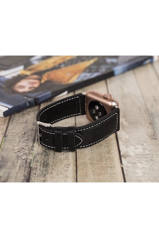 Apple Watch Uyumlu Deri Kordon 42-44-45mm Nm4-as1 Siyah Diğer
