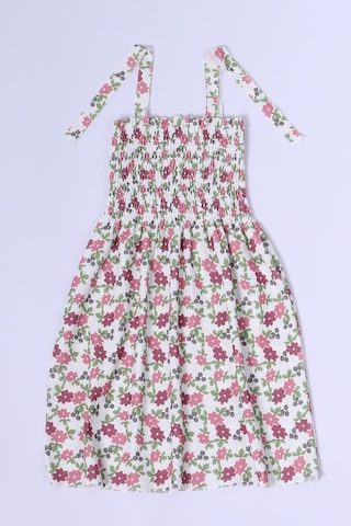 Kız Çocuk Askılı Elbise Çiçek Desenli B35 Hcm00119 Pudra Pembe