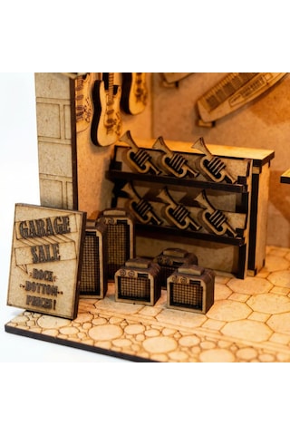 Guitar Garage Ahşap Maket Seti Dıy Miniatür Gitar Atölyesi Book Nook Dekoru