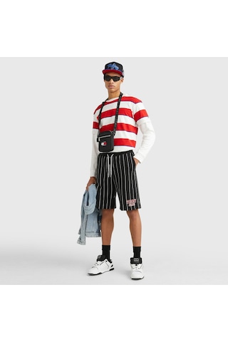 Tommy Hilfiger Tommy Jeans Ovz Pinstripe Erkek Siyah Şort Siyah
