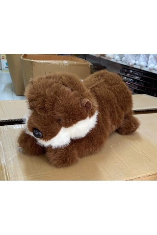 Peluş Kahverengi Uyku Arkadaşı Yatan Susamuru Büyük Boy Su Samuru Peluş 50 Cm Pelüş